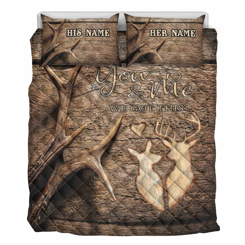 Toi et moi, on gère ! - Ensemble de courtepointe de chasse personnalisé pour couples