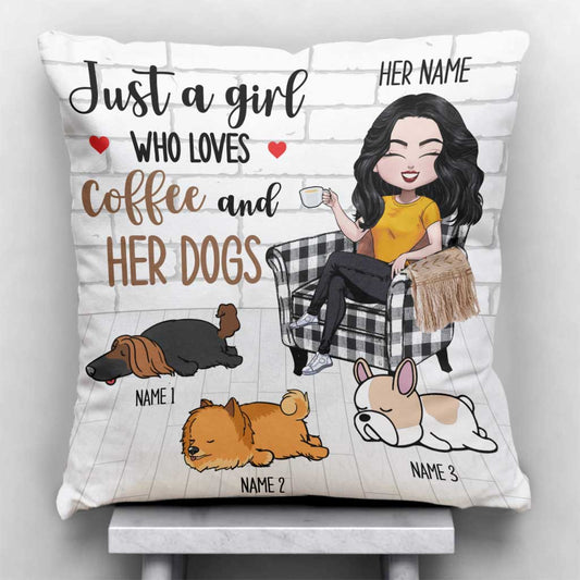 Coussin décoratif personnalisé « Juste une fille qui aime les chiens »