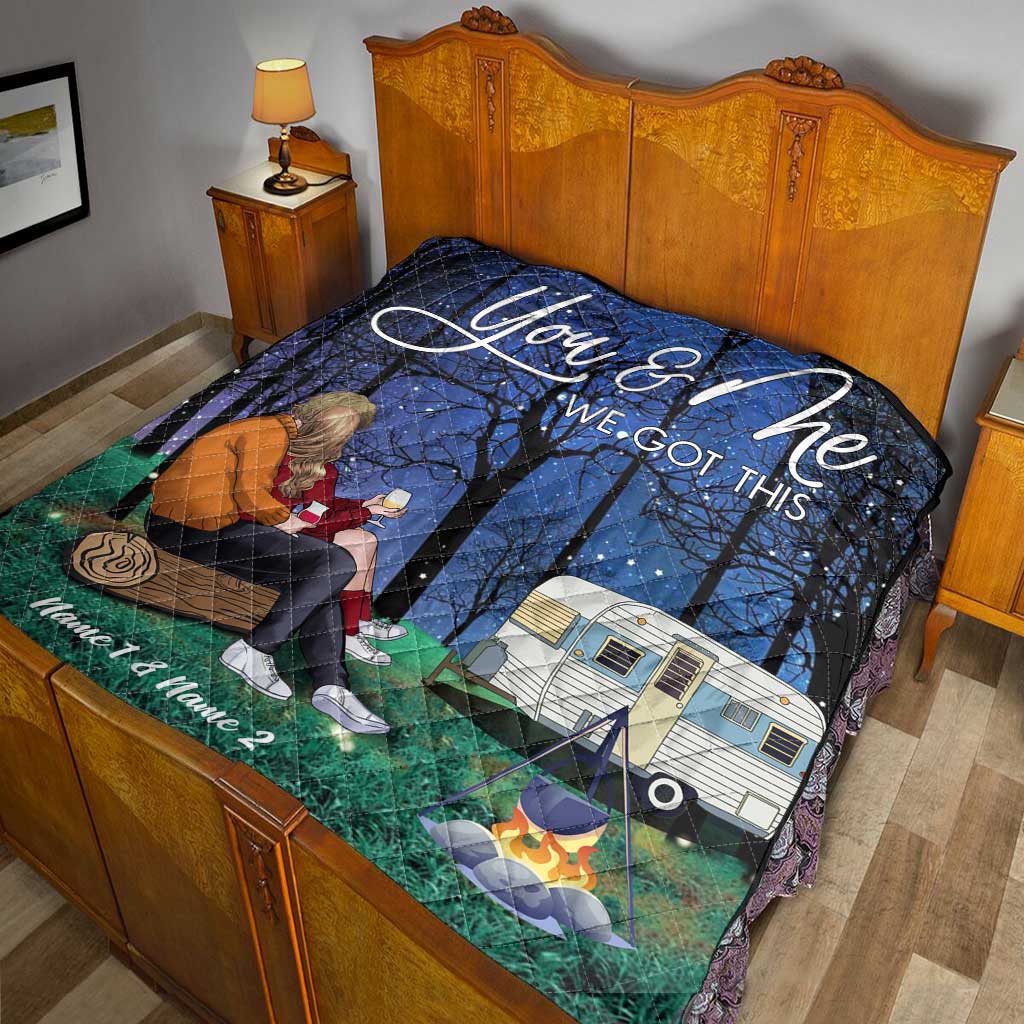 Campingpaar – personalisierte Steppdecke