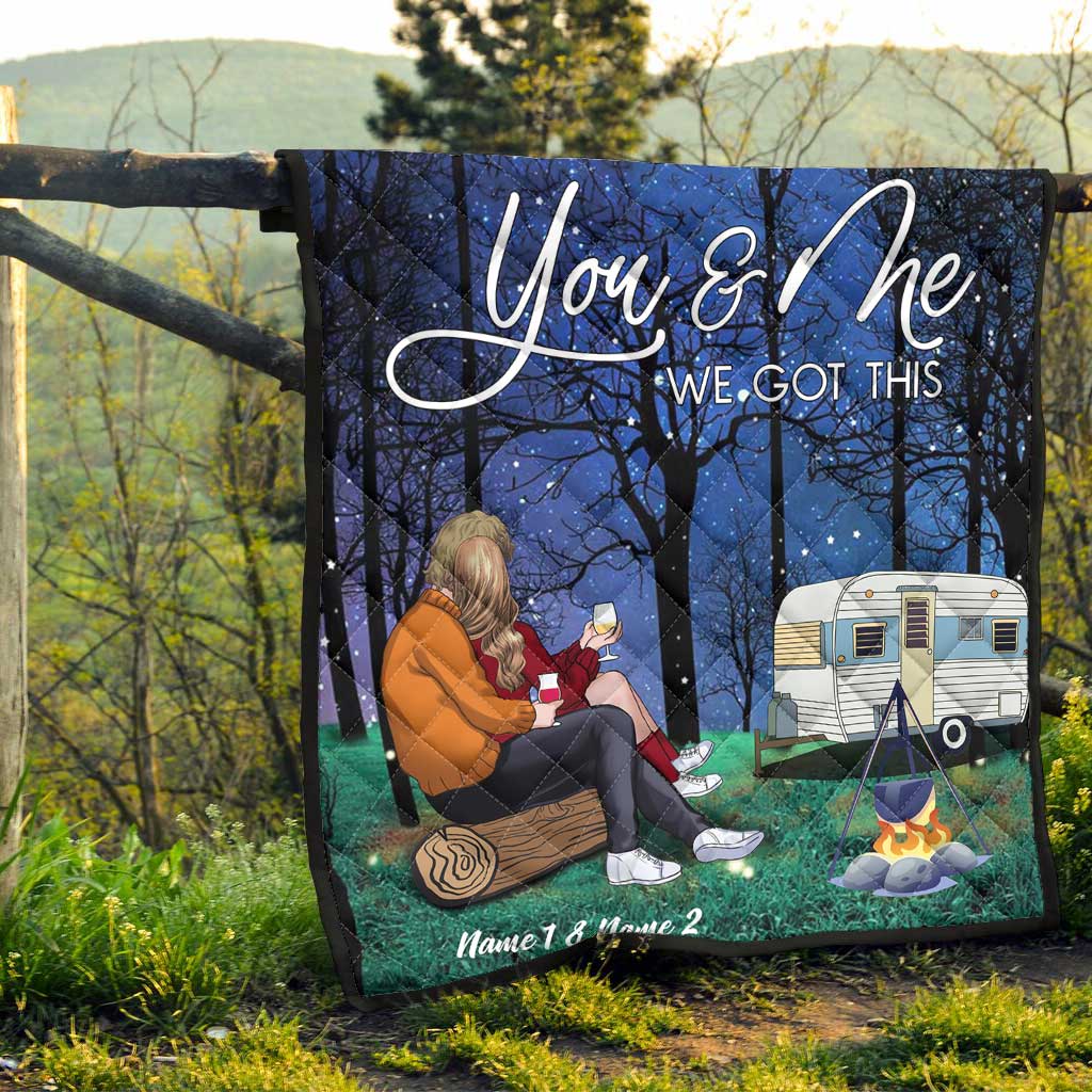 Campingpaar – personalisierte Steppdecke