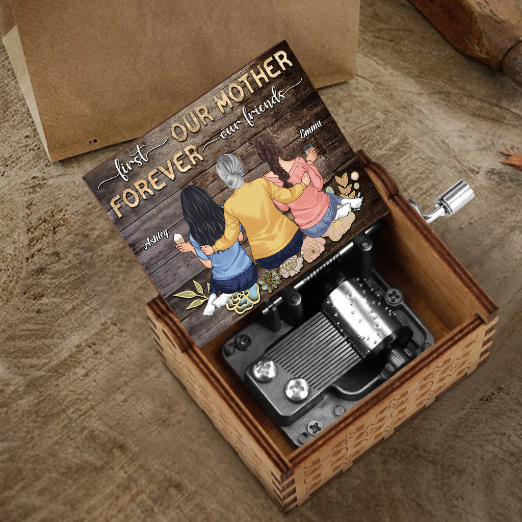 First My Mother Forever My Friend - Personalized Mother Hand Crank Music Box