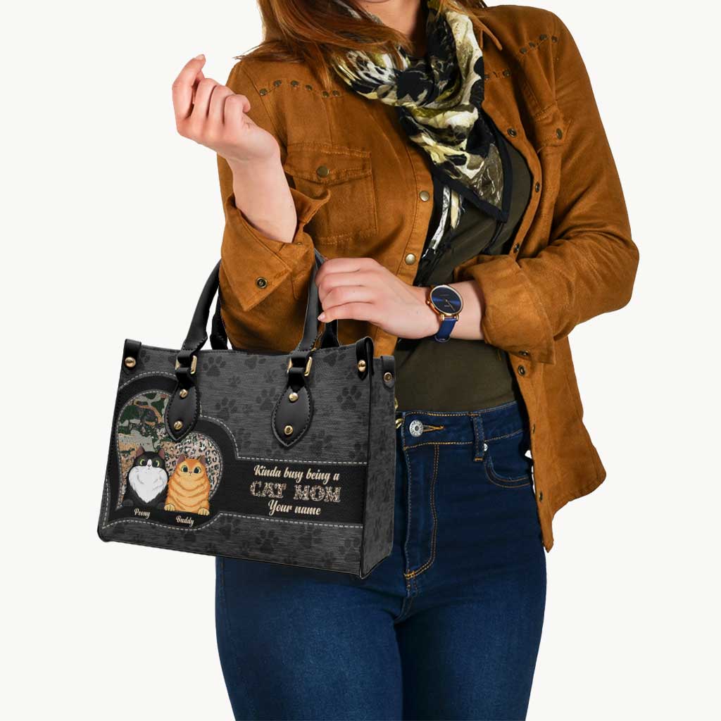 Maman Chat - Sac à main en cuir personnalisé pour chat