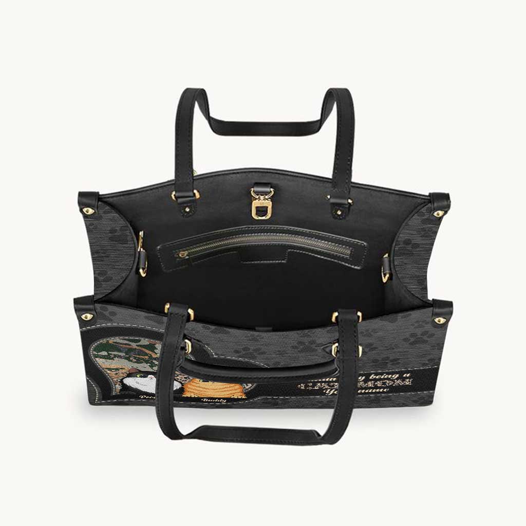 Maman Chat - Sac à main en cuir personnalisé pour chat