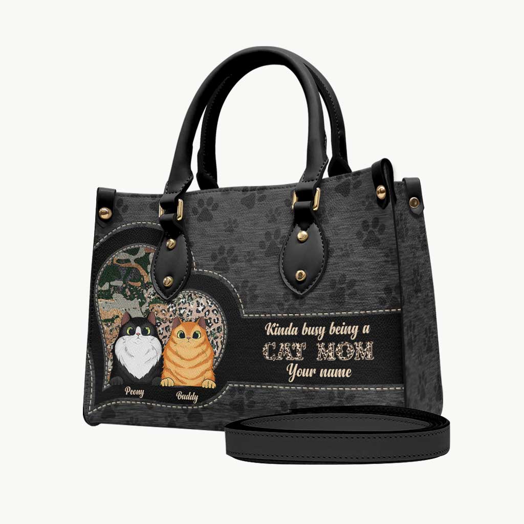 Maman Chat - Sac à main en cuir personnalisé pour chat