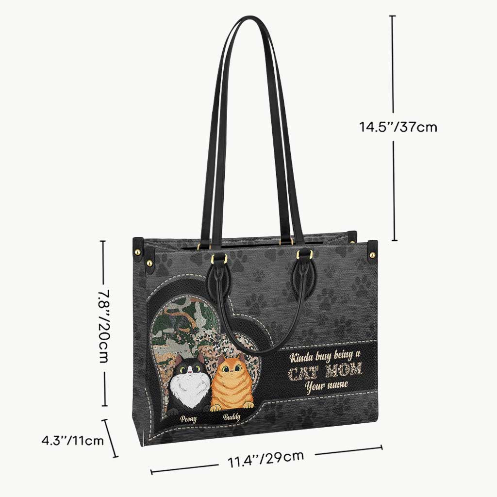 Maman Chat - Sac à main en cuir personnalisé pour chat