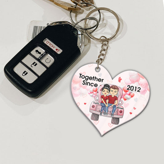 Together Since - Personalized Couple Keychain (Printed On Both Sides)