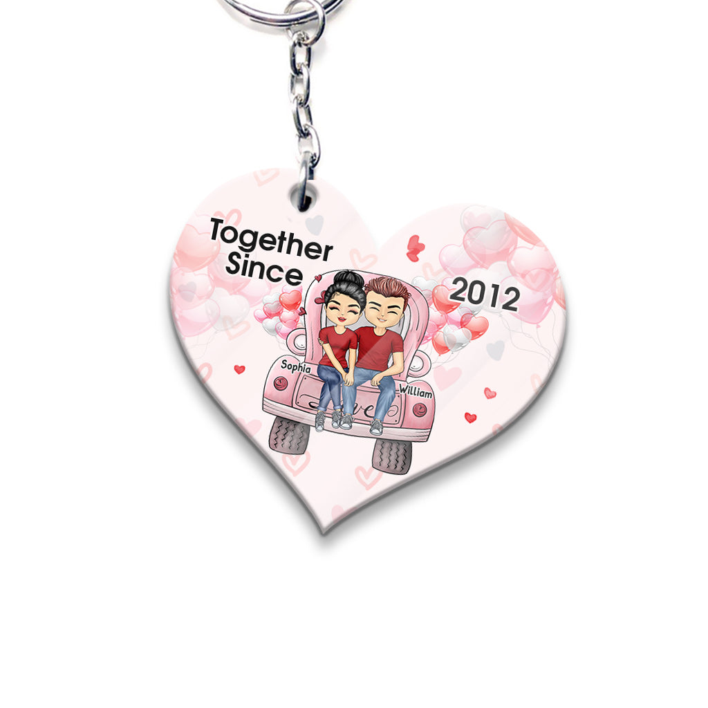 Together Since - Personalized Couple Keychain (Printed On Both Sides)