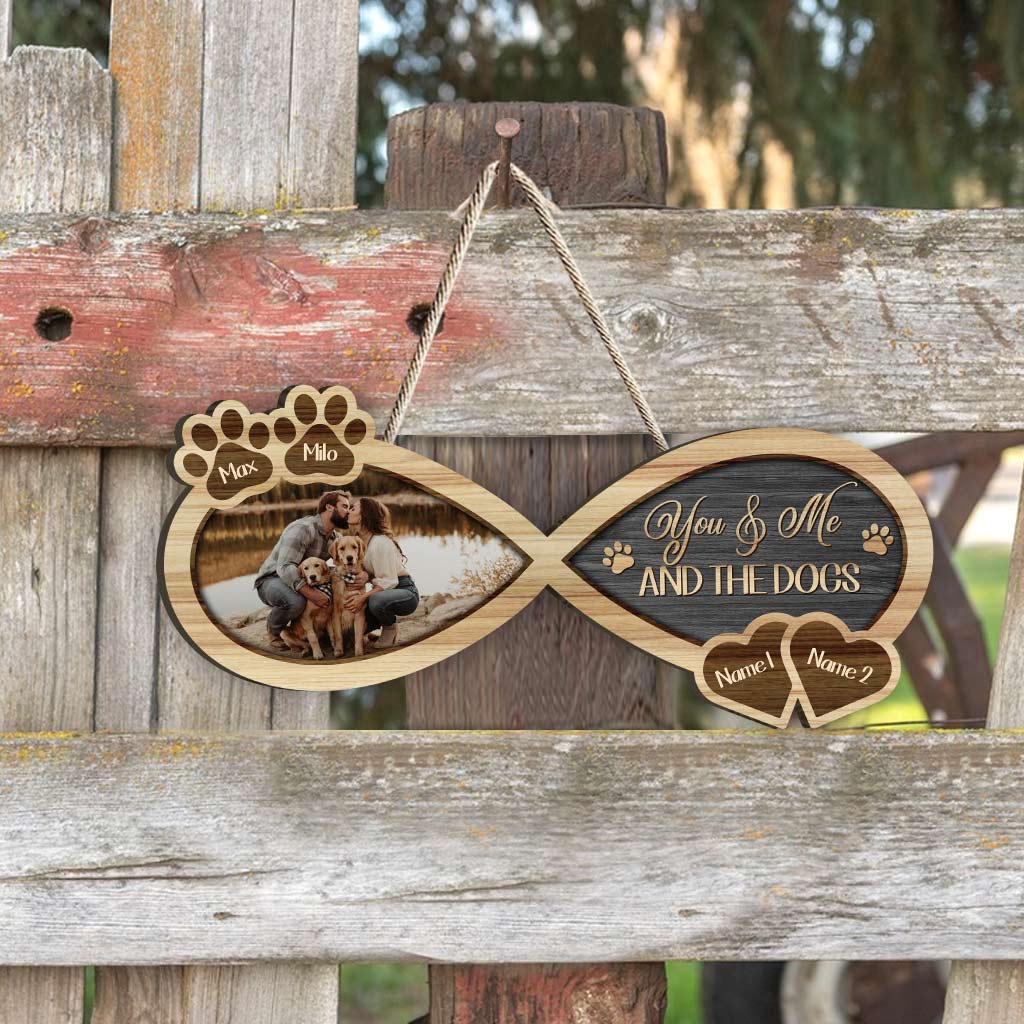 You And Me And The Dog - Personalized Couple Couple Wood Sign
