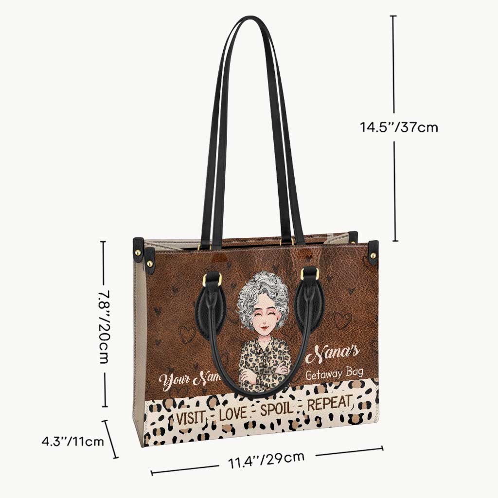 Nana's Get Away Bag - Personalized Mother's Day Grandma Leather Handbag