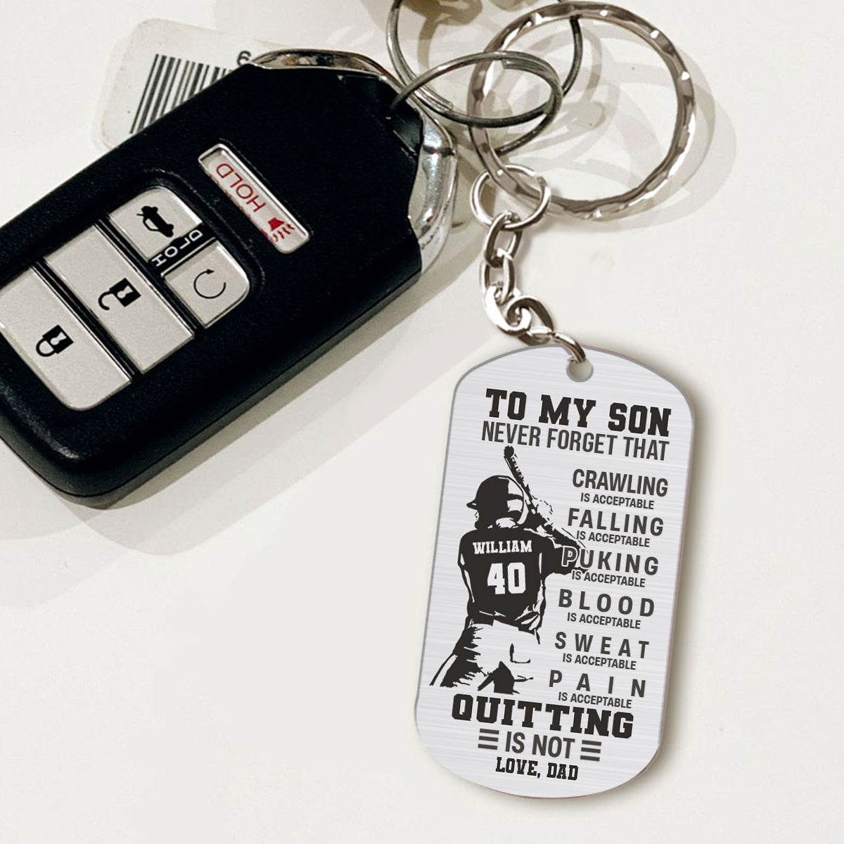 To My Son Crawling Is Acceptable - Baseball gift for son, brother, grandson, dad - Personalized Stainless Steel Keychain