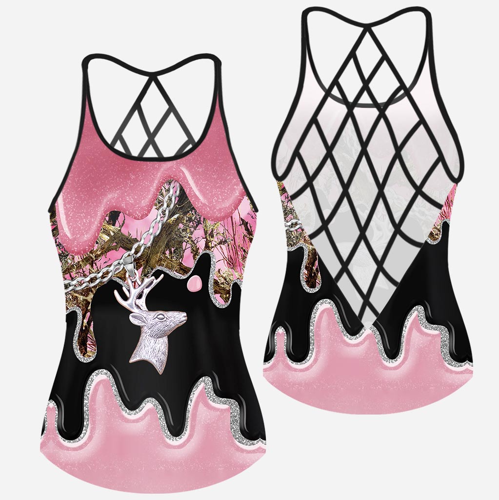 Black Pink Country Girl – Tanktop und Shorts mit Jagdkreuz-Motiv