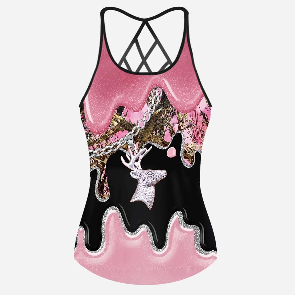 Black Pink Country Girl – Tanktop und Shorts mit Jagdkreuz-Motiv