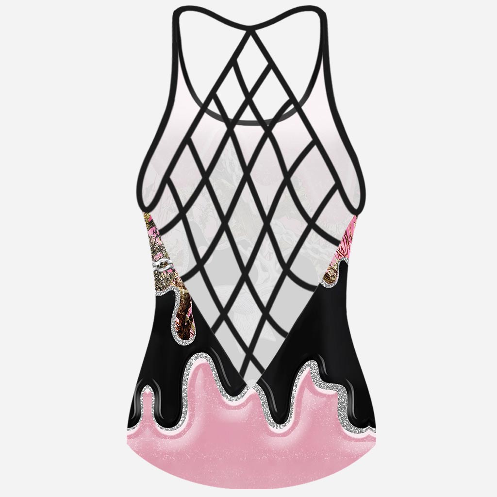 Black Pink Country Girl – Tanktop und Shorts mit Jagdkreuz-Motiv