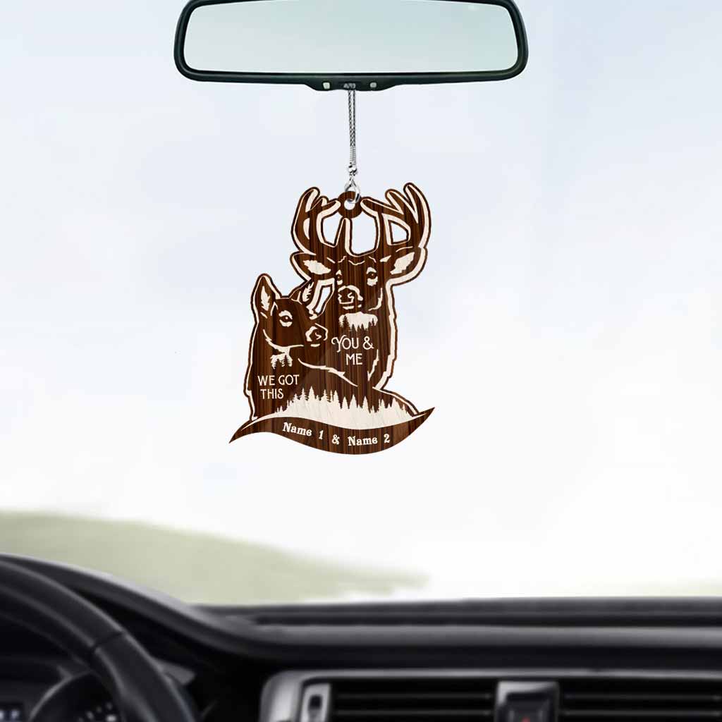 Du und ich, wir schaffen das – Personalisierter Autoanhänger für die Jagd (beidseitig bedruckt)