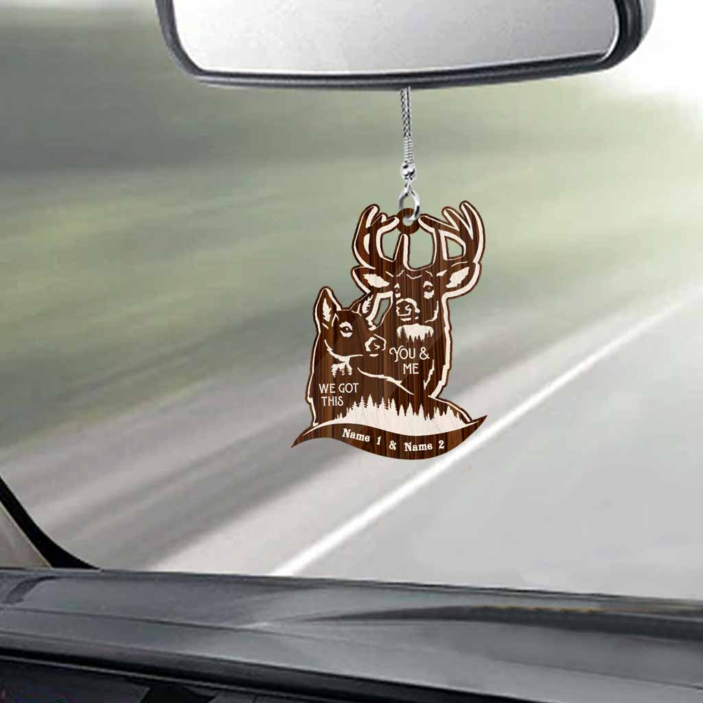 Du und ich, wir schaffen das – Personalisierter Autoanhänger für die Jagd (beidseitig bedruckt)
