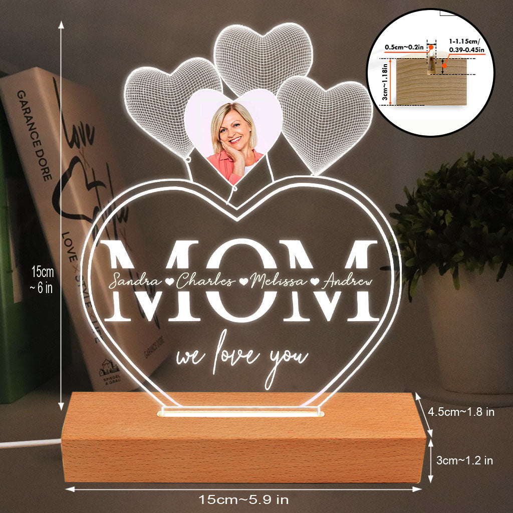 Wishes Are Granted In A Mother's Heart - Personalized Mother's Day Mother Shaped Plaque Light Base