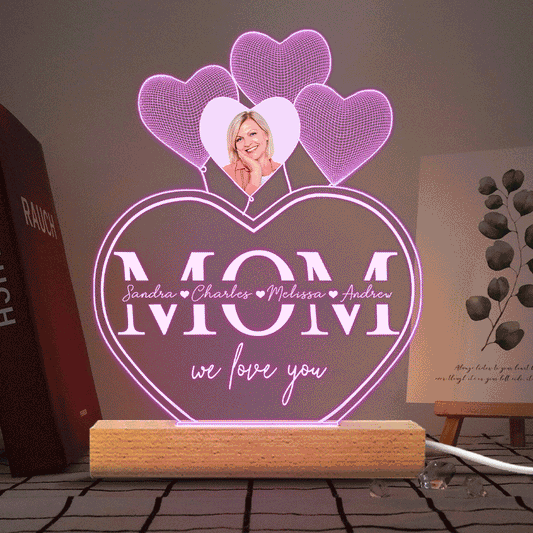 Wishes Are Granted In A Mother's Heart - Personalized Mother's Day Mother Shaped Plaque Light Base