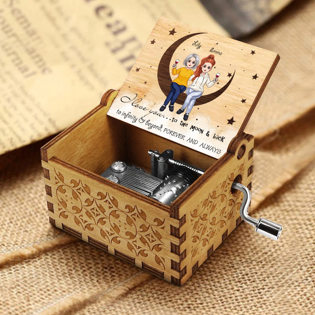 To The Moon And Back - Personalized Mother's day Mother Hand Crank Music Box