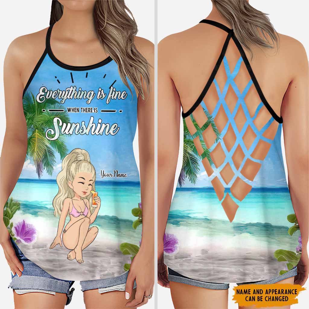 Alles ist gut, solange die Sonne scheint – Personalisiertes Tanktop für Meeresliebhaber mit Kreuz