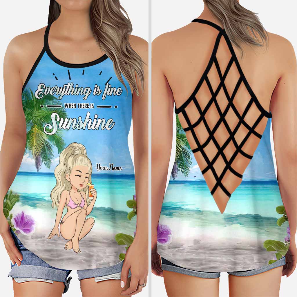 Alles ist gut, solange die Sonne scheint – Personalisiertes Tanktop für Meeresliebhaber mit Kreuz