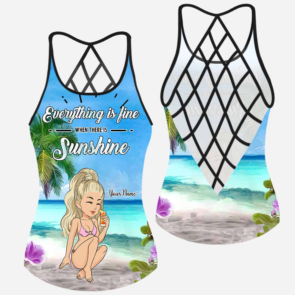 Alles ist gut, solange die Sonne scheint – Personalisiertes Tanktop für Meeresliebhaber mit Kreuz