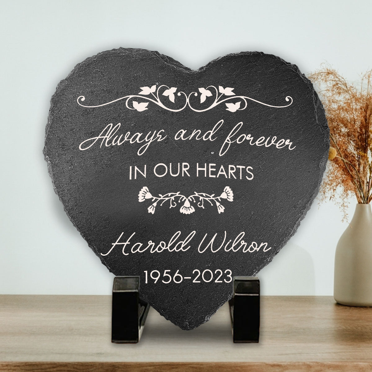 Always And Forever - Memorial gift for loss of - Personalized Heart Shaped Stone