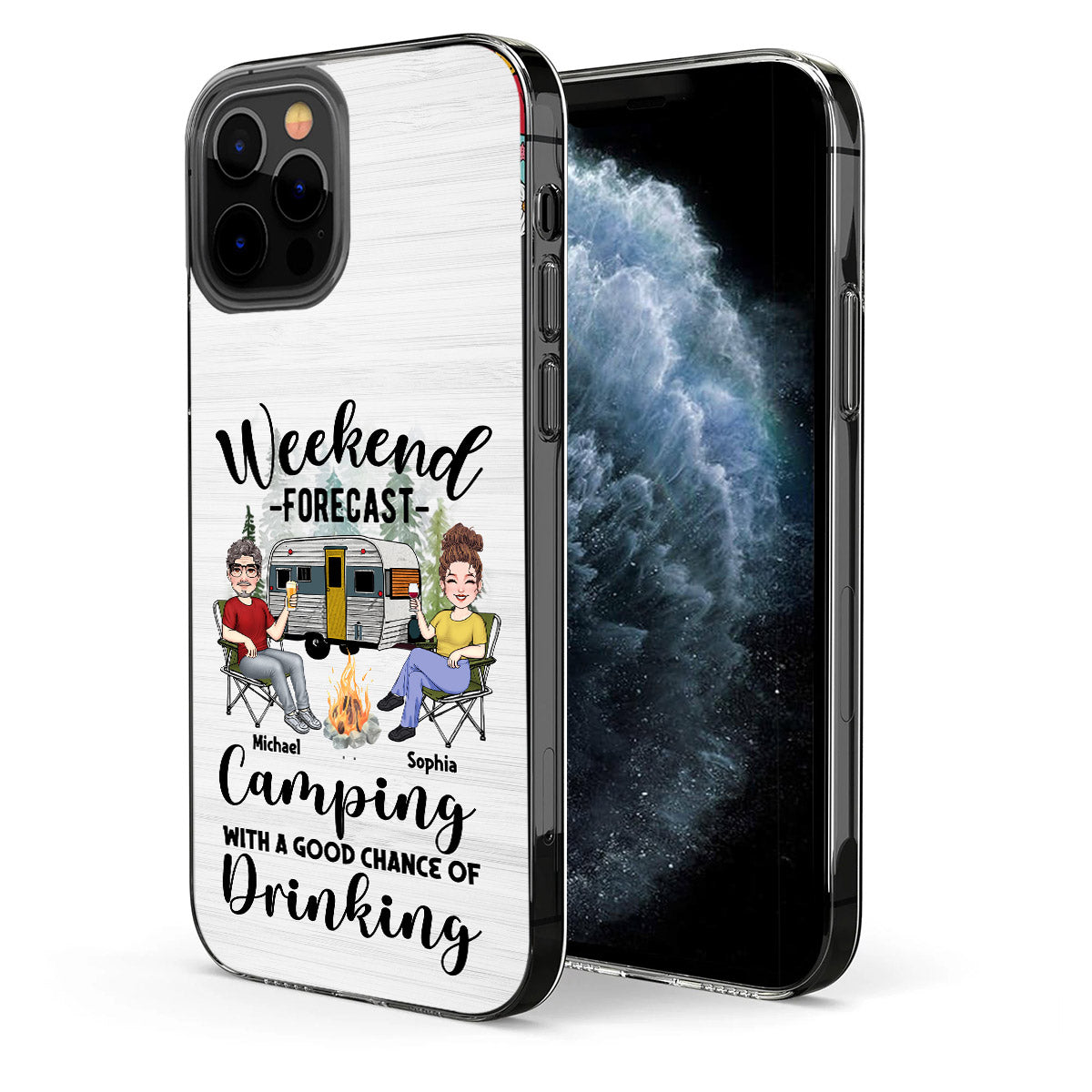 Prévisions du week-end - Étui de téléphone transparent personnalisé pour le camping