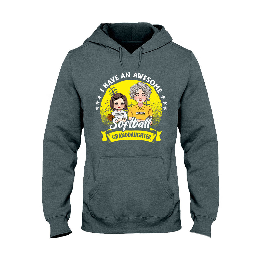 Awesome Softball Granddaughter - Personalized Softball T-shirt And Hoodie