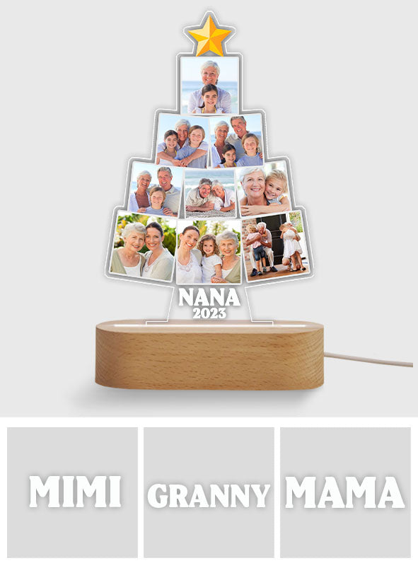 Sapin de Noël en photo - Cadeau pour grand-mère, épouse, maman, elle - Plaque lumineuse personnalisée