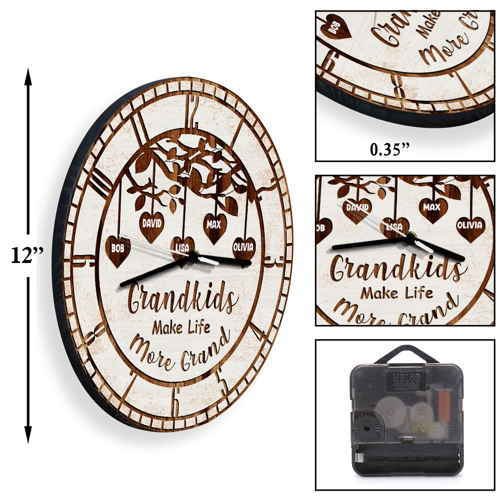 Les petits-enfants rendent la vie plus belle - Horloge murale personnalisée pour grand-mère