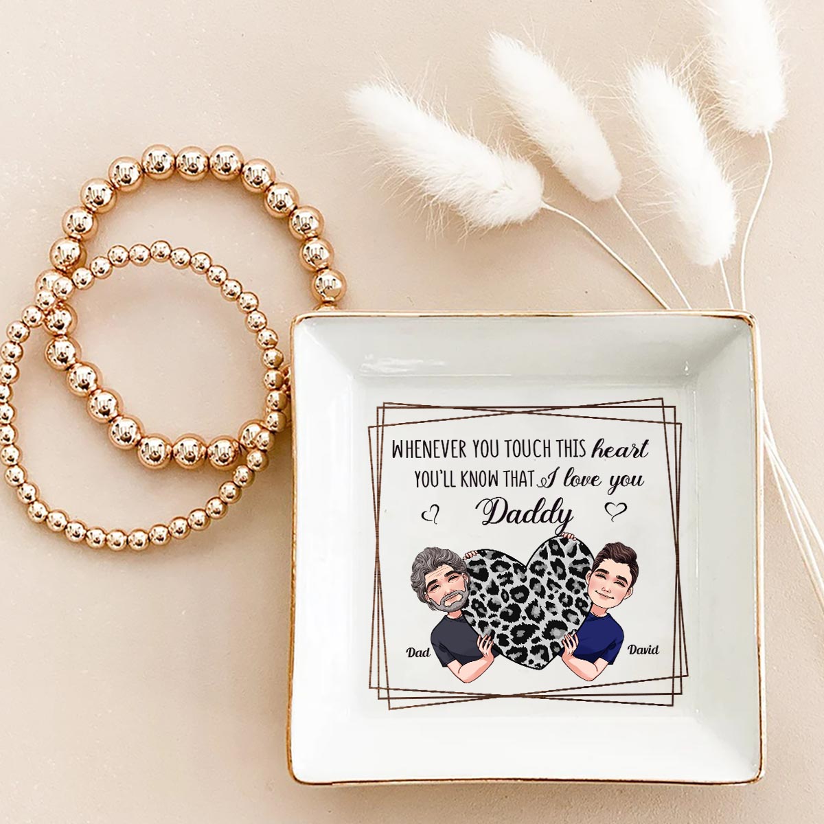 Whenever You Touch This Heart - Gift for mom, grandma, grandpa, daughter, son, granddaughter, grandson, wife, husband, dad, aunt, uncle, sister, brother - Personalized Jewelry Dish