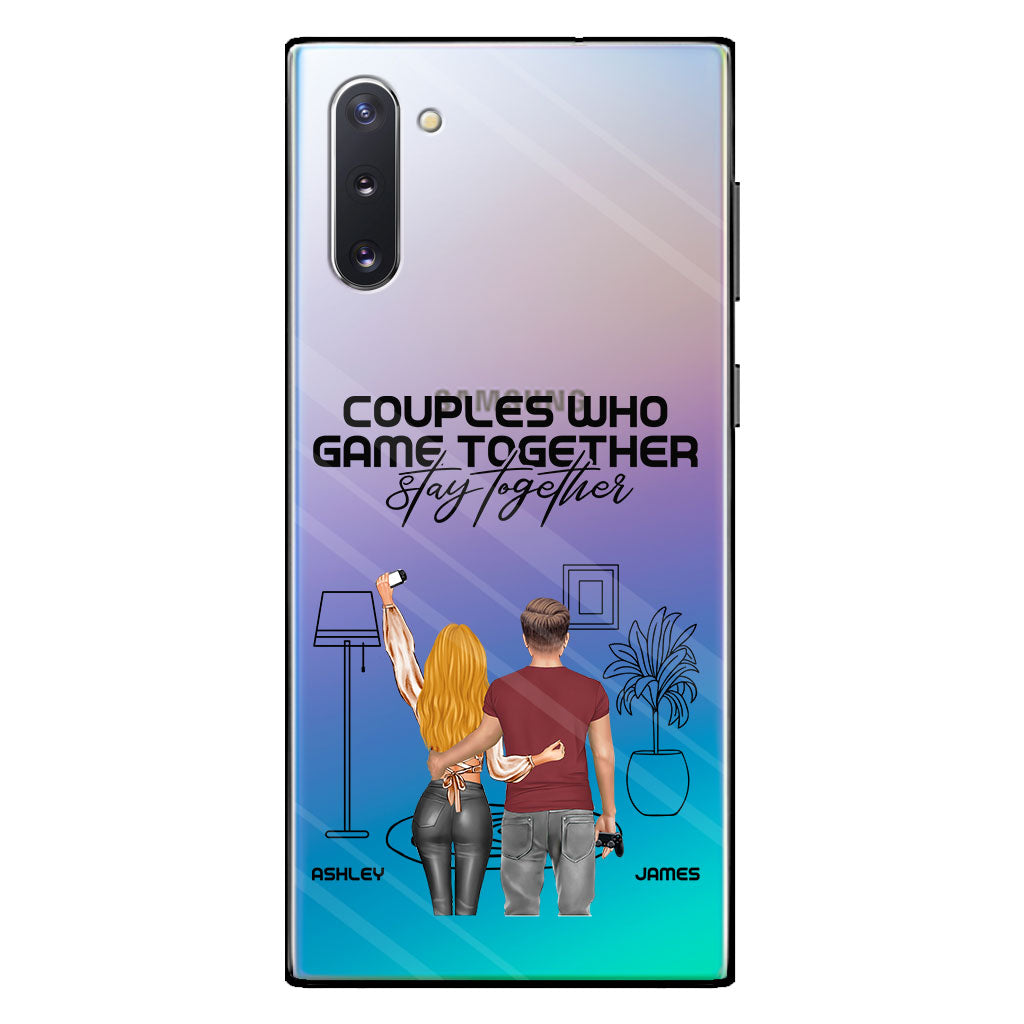 Les couples qui jouent ensemble restent ensemble - Coque de téléphone transparente personnalisée pour jeux vidéo