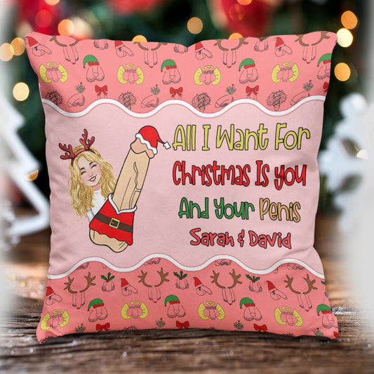 All I Want For Christmas - Personalized Couple Throw Pillow