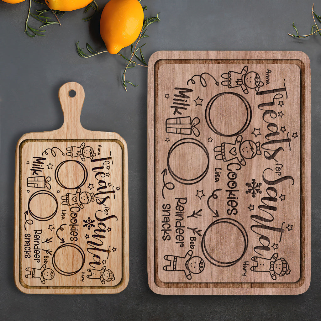Des gourmandises pour le Père Noël - Planche à découper familiale personnalisée