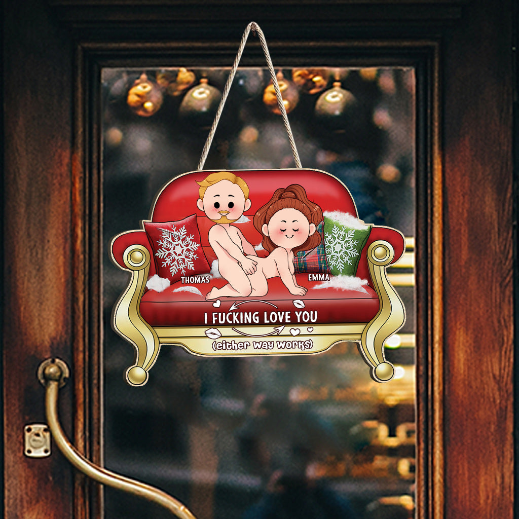 I Love You - Personalized Couple Custom Shaped Wood Sign