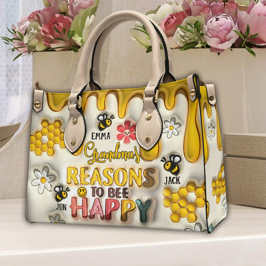 Les raisons d'être heureuse de grand-mère - Cadeau pour grand-mère - Sac à main en cuir personnalisé