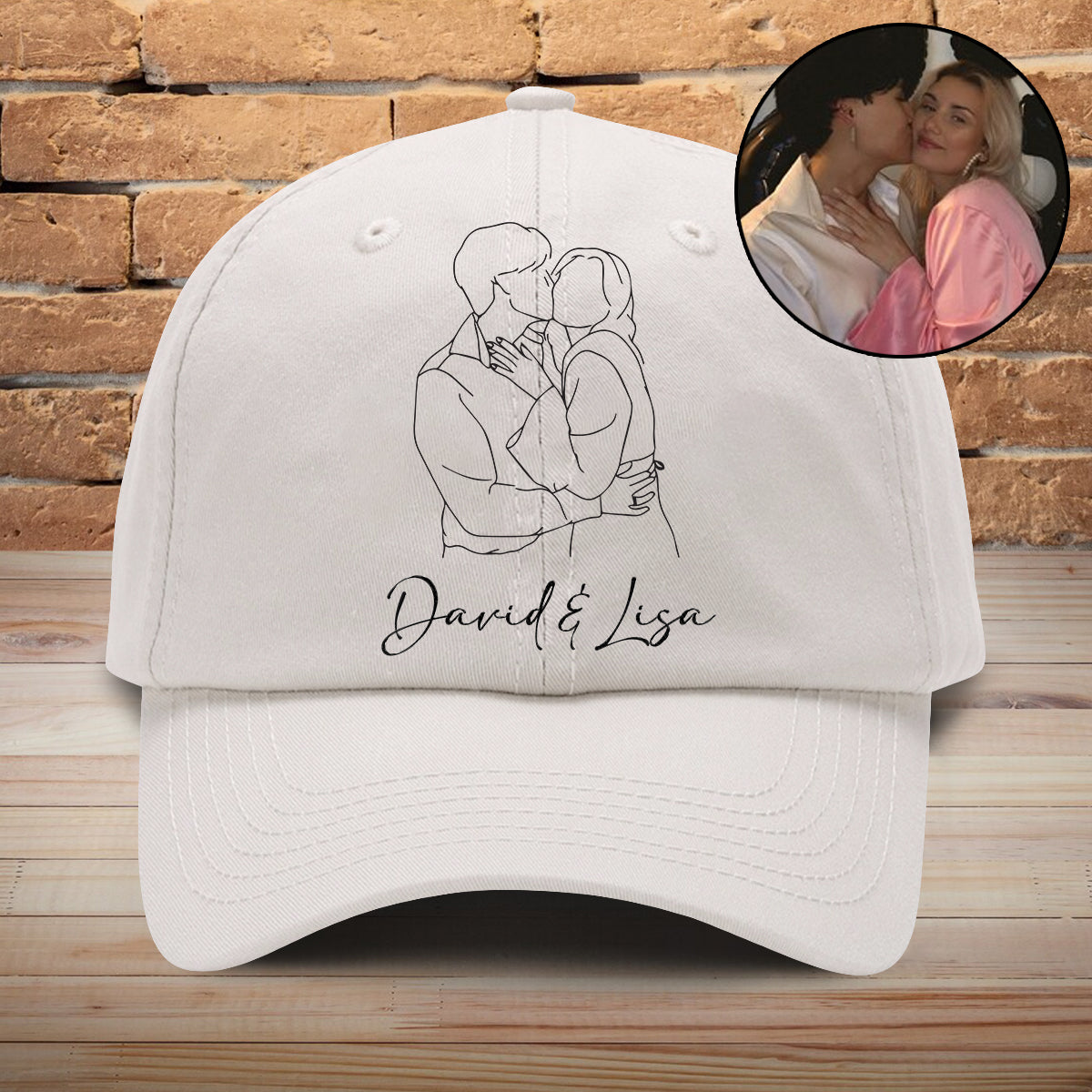 Custom Photo - Personalized Couple Embroidered Classic Cap