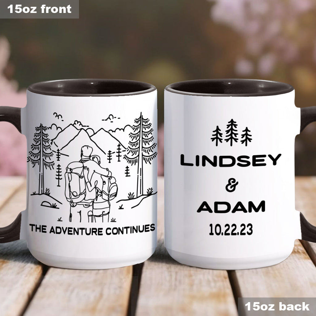 L'aventure continue - Mug de randonnée personnalisé