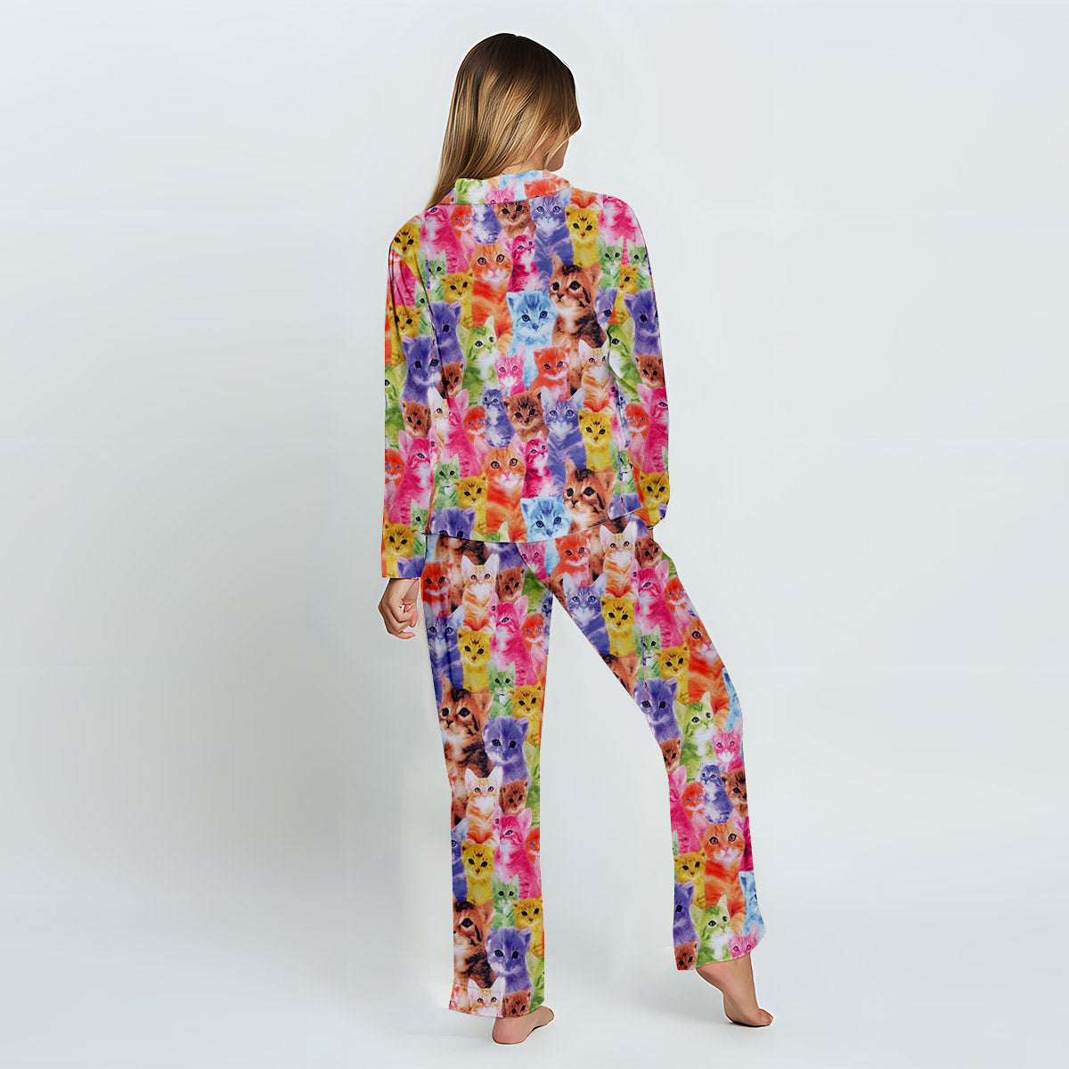 Insertion photo pour un style coloré - Pyjama boutonné personnalisé avec chat