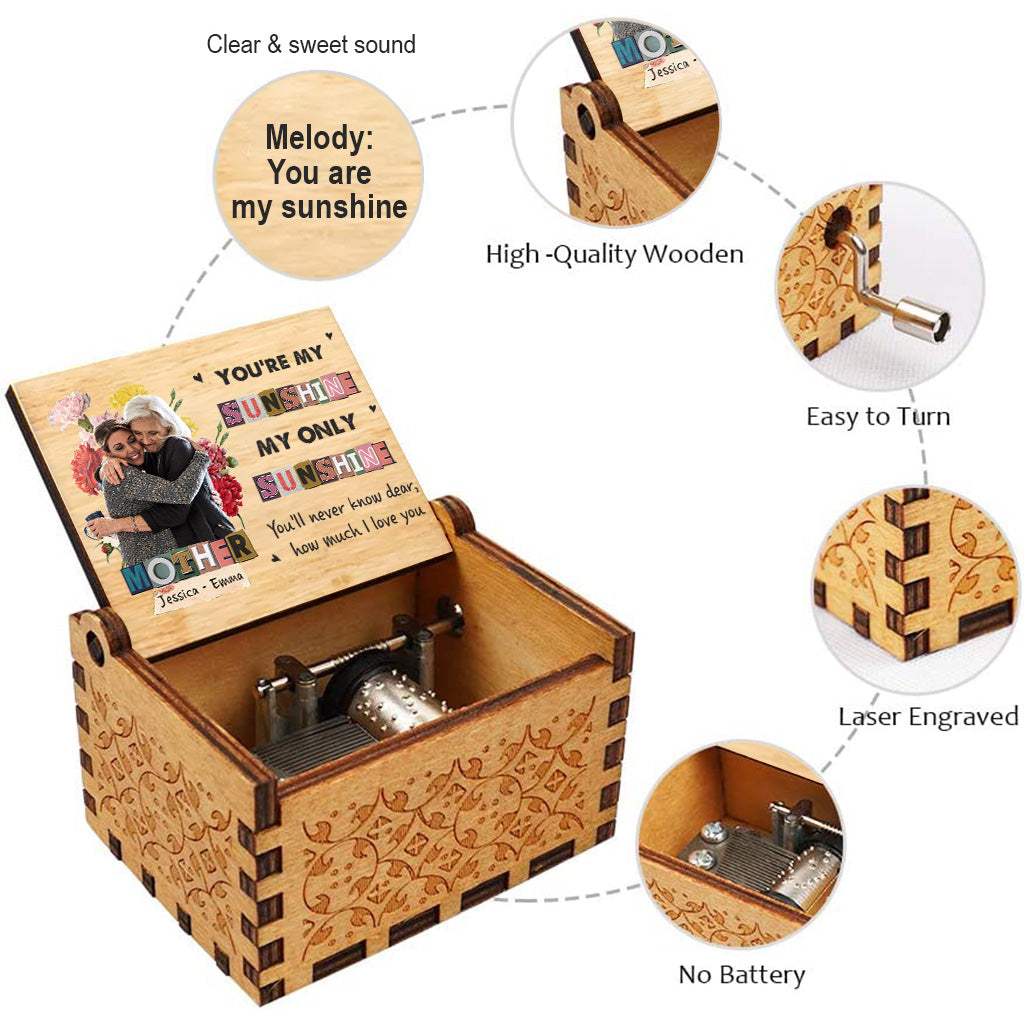 You Are My Sunshine - Gift for mom, grandma - Personalized Hand Crank Music Box