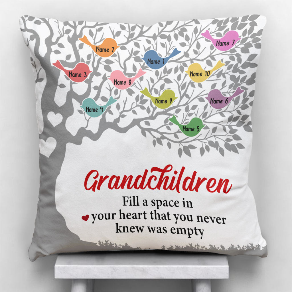 Arbre généalogique de grand-mère - Coussin décoratif personnalisé pour la fête des mères