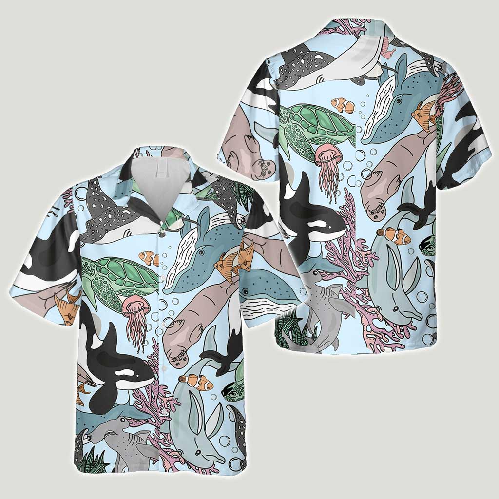 Chemise hawaïenne Sealife Orca Whale - Amoureux de la mer