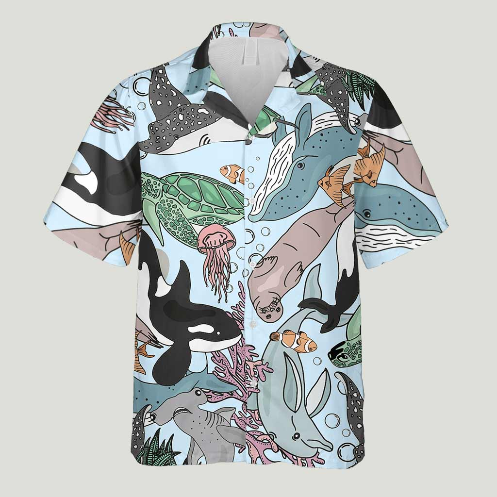 Chemise hawaïenne Sealife Orca Whale - Amoureux de la mer