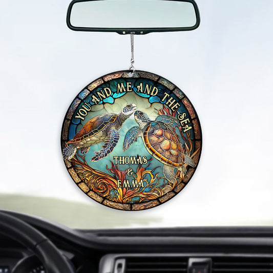 Couple de tortues colorées - Ornement de voiture personnalisé en forme de tortue