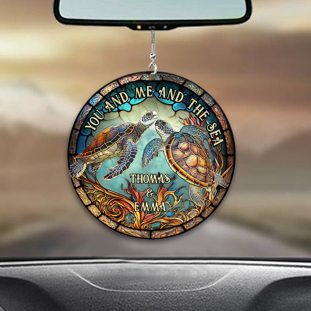 Couple de tortues colorées - Ornement de voiture personnalisé en forme de tortue