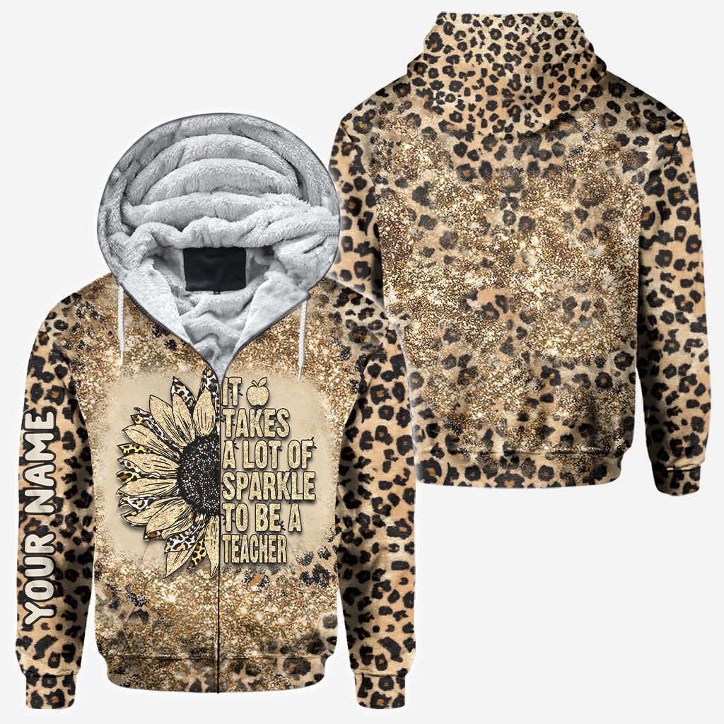 Sei ein Lehrer – Personalisiertes T-Shirt und Hoodie mit Glitzer-Imitat-Print