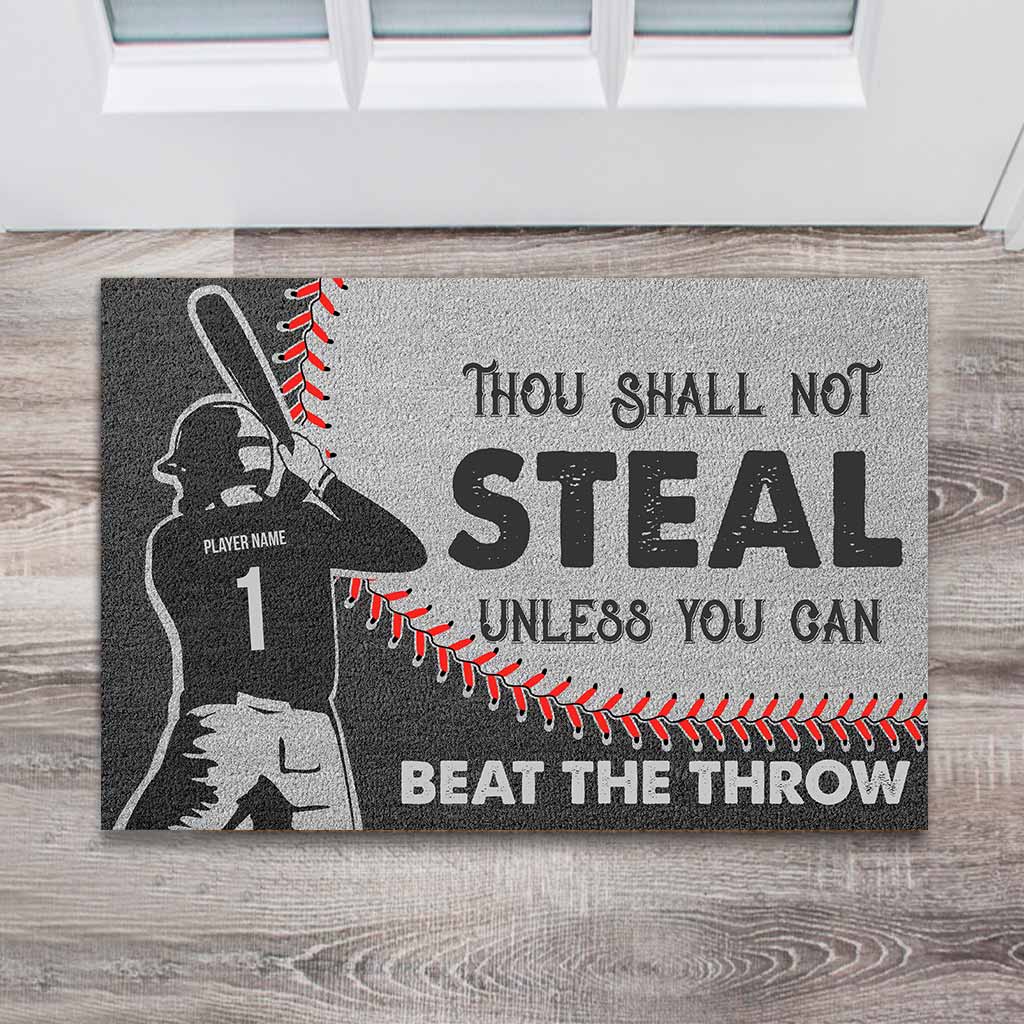 Tu ne voleras point - Paillasson personnalisé sur le thème du baseball