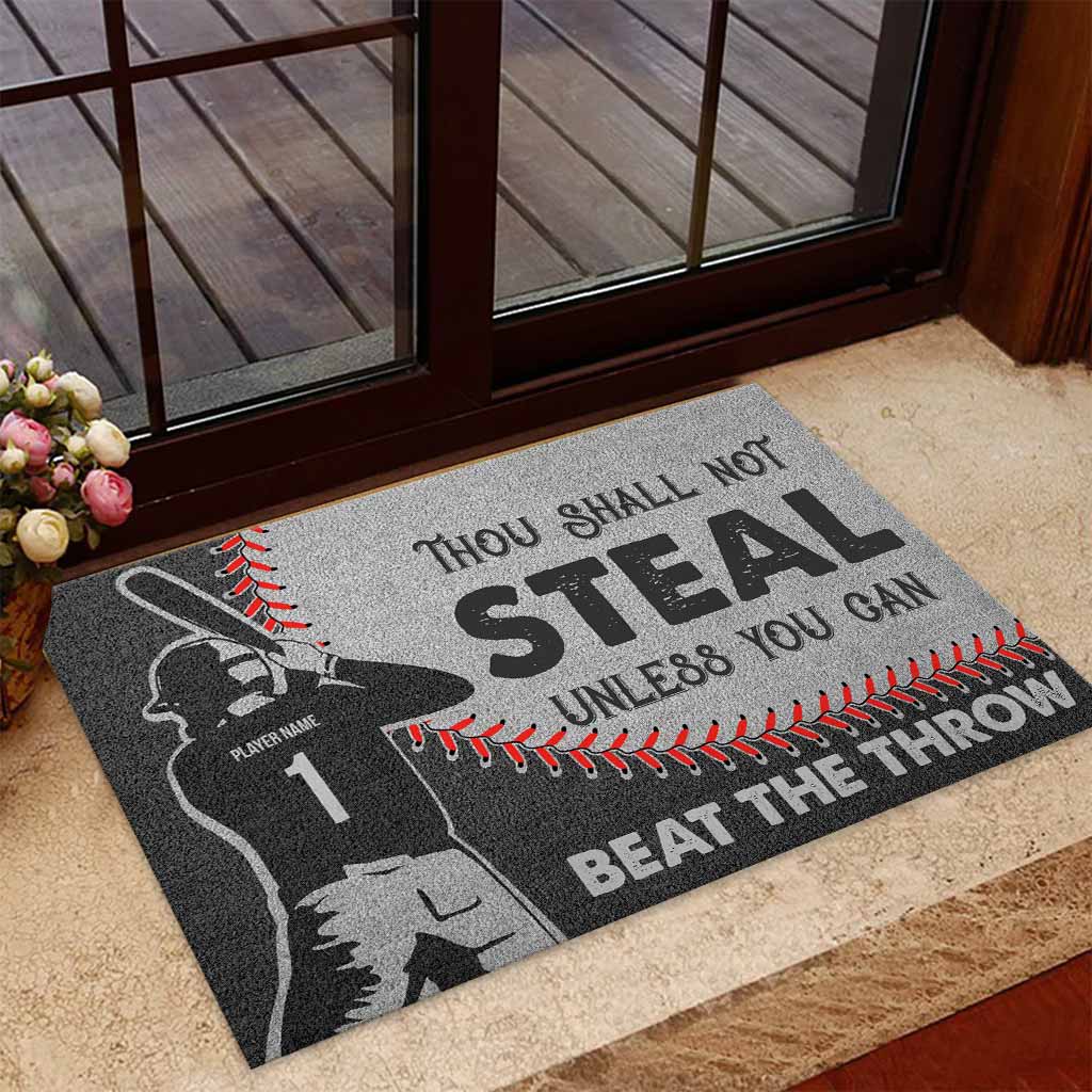 Tu ne voleras point - Paillasson personnalisé sur le thème du baseball
