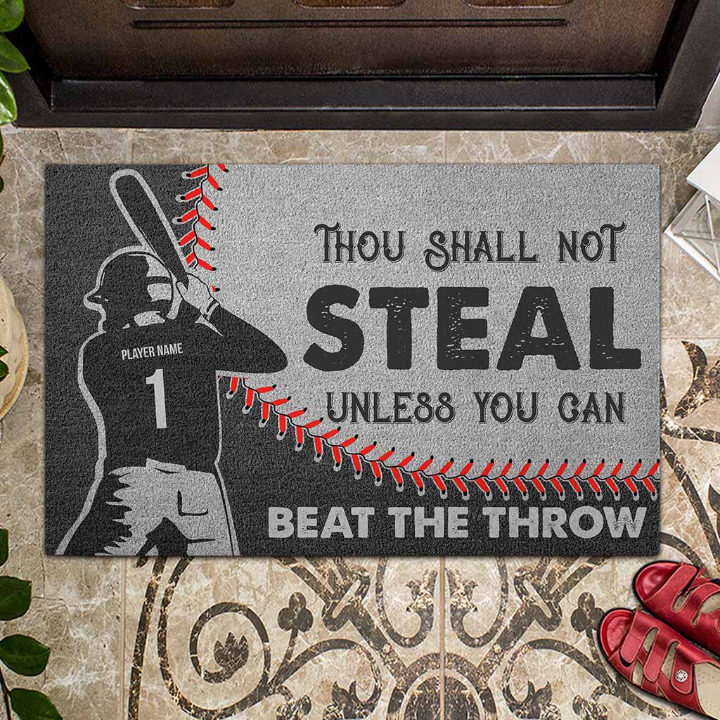Tu ne voleras point - Paillasson personnalisé sur le thème du baseball