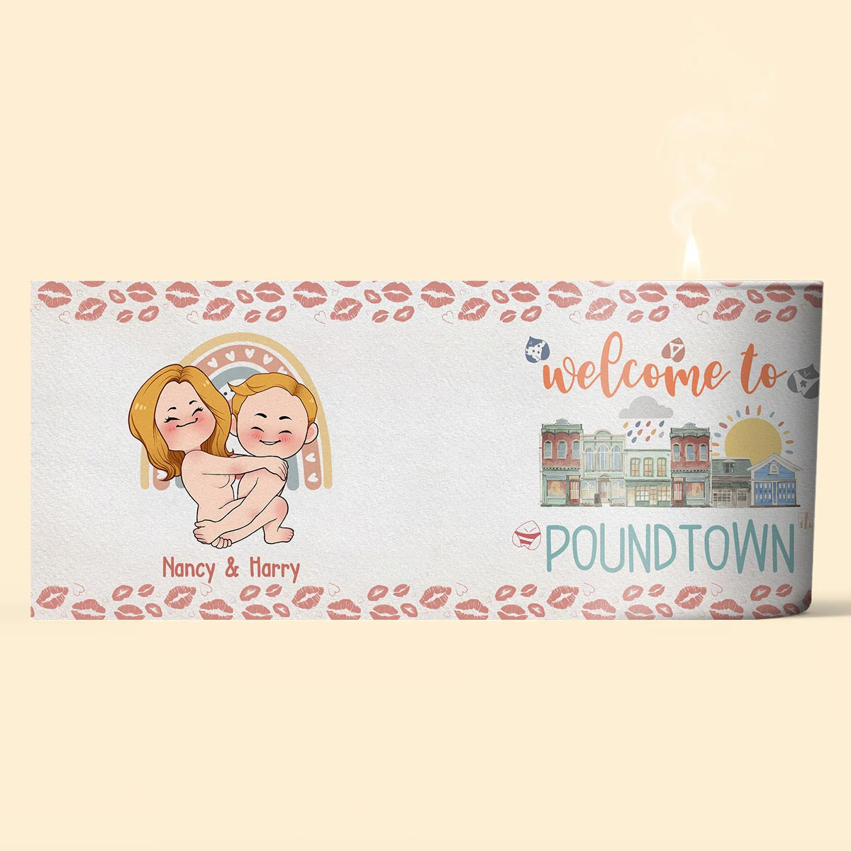 Welcome To The Poundtown Inappropriate Adult - Personalized Couple Candle With Wooden Lid